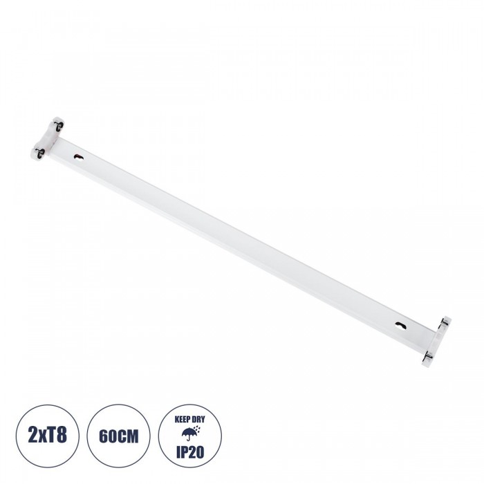 GloboStar® TUBATO 60151 Μεταλλικό Σκαφάκι για 2 x Λάμπες 60CM T8 G13 LED AC 220-240V IP20 Μ60 x Π7.2 x Υ4cm - 5 Χρόνια Εγγύηση GloboStar® TUBATO 60151 Μεταλλικό Σκαφάκι για 2 x Λάμπες 60CM T8 G13 LED AC 220-240V IP20 Μ60 x Π7.2 x Υ4cm - 5 Χρόνια Εγγύηση