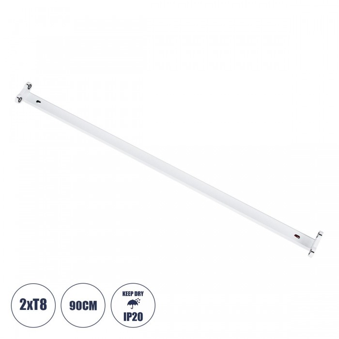 GloboStar® TUBATO 60152 Μεταλλικό Σκαφάκι για 2 x Λάμπες 90CM T8 G13 LED AC 220-240V IP20 Μ90 x Π7.2 x Υ4cm - 5 Χρόνια Εγγύηση GloboStar® TUBATO 60152 Μεταλλικό Σκαφάκι για 2 x Λάμπες 90CM T8 G13 LED AC 220-240V IP20 Μ90 x Π7.2 x Υ4cm - 5 Χρόνια Εγγύηση