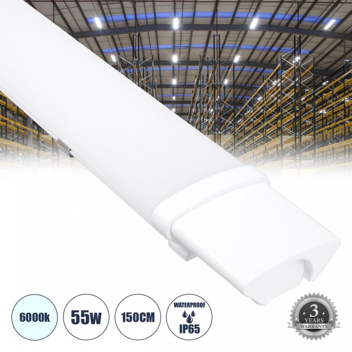 GloboStar® 60167 LED Γραμμικό Βιομηχανικό Φωτιστικό Tri-Proof 150cm 55W 6224lm 120° AC 220-240V Αδιάβροχο IP65 Μ150 x Π6 x Υ4cm Ψυχρό Λευκό 6000K - 3 Years Warranty GloboStar® 60167 LED Γραμμικό Βιομηχανικό Φωτιστικό Tri-Proof 150cm 55W 6224lm 120° AC 220-240V Αδιάβροχο IP65 Μ150 x Π6 x Υ4cm Ψυχρό Λευκό 6000K - 3 Years Warranty