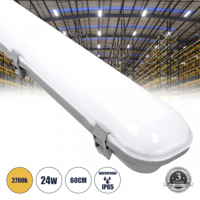 GloboStar® 60172 LED Γραμμικό Βιομηχανικό Φωτιστικό Tri-Proof 60cm 24W 2690lm 120° AC 220-240V Αδιάβροχο IP65 Μ60 x Π10.5 x Υ8cm Θερμό Λευκό 2700K - 3 Years Warranty GloboStar® 60172 LED Γραμμικό Βιομηχανικό Φωτιστικό Tri-Proof 60cm 24W 2690lm 120° AC 220-240V Αδιάβροχο IP65 Μ60 x Π10.5 x Υ8cm Θερμό Λευκό 2700K - 3 Years Warranty