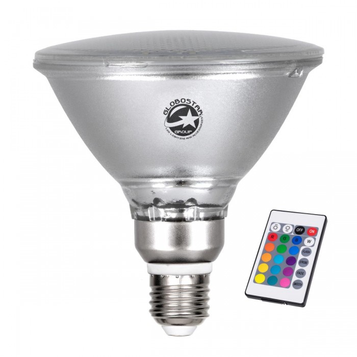 GloboStar® 60233 Λάμπα LED E27 PAR38 Κήπου Σκληρού Υάλου 18W 1200lm 60° AC 220-240V IP65 Φ12 x Υ13cm - Εναλλαγή Φωτισμού μέσω Τηλεχειριστηρίου - Πολύχρωμο RGB - 3 Years Warranty GloboStar® 60233 Λάμπα LED E27 PAR38 Κήπου Σκληρού Υάλου 18W 1200lm 60° AC 220-240V IP65 Φ12 x Υ13cm - Εναλλαγή Φωτισμού μέσω Τηλεχειριστηρίου - Πολύχρωμο RGB - 3 Years Warranty