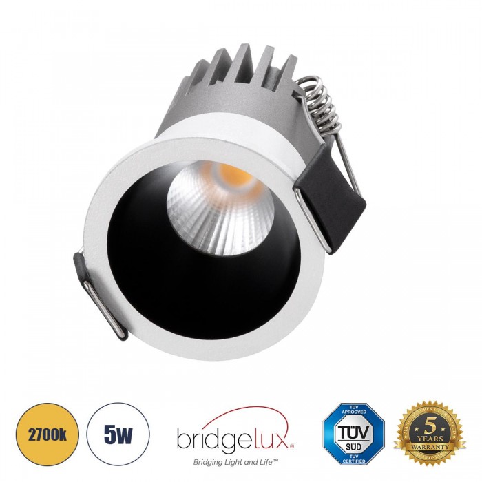 GloboStar® MICRO-S 60235 Χωνευτό LED Spot Downlight TrimLess Φ4cm 5W 625lm 38° AC 220-240V IP20 Φ4 x Υ5.9cm - Στρόγγυλο - Λευκό με Μαύρο Κάτοπτρο - Θερμό Λευκό 2700K - Bridgelux COB - 5 Years Warranty GloboStar® MICRO-S 60235 Χωνευτό LED Spot Downlight TrimLess Φ4cm 5W 625lm 38° AC 220-240V IP20 Φ4 x Υ5.9cm - Στρόγγυλο - Λευκό με Μαύρο Κάτοπτρο - Θερμό Λευκό 2700K - Bridgelux COB - 5 Years Warranty