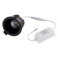 GloboStar® PLUTO-M 60257 Χωνευτό LED Spot Downlight TrimLess Φ8.4cm 10W 1250lm 38° AC 220-240V IP20 Φ8.4 x Υ5.9cm - Στρόγγυλο - Μαύρο & Anti-Glare HoneyComb - Θερμό Λευκό 2700K - Bridgelux COB - 5 Years Warranty