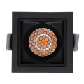 GloboStar® PLUTO-S 60269 Χωνευτό LED Spot Downlight TrimLess Μ6.4xΠ6.4cm 7W 875lm 38° AC 220-240V IP20 Μ6.4 x Π6.4 x Υ4.9cm - Τετράγωνο - Μαύρο & Anti-Glare HoneyComb - Θερμό Λευκό 2700K - Bridgelux COB - 5 Years Warranty