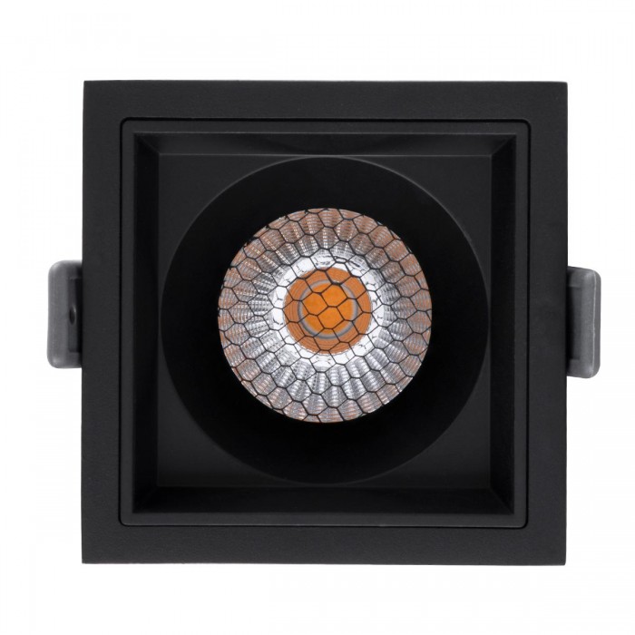 GloboStar® PLUTO-M 60275 Χωνευτό LED Spot Downlight TrimLess Μ8.4xΠ8.4cm 10W 1250lm 38° AC 220-240V IP20 Μ8.4 x Π8.4 x Υ5.9cm - Τετράγωνο - Μαύρο & Anti-Glare HoneyComb - Θερμό Λευκό 2700K - Bridgelux COB - 5 Years Warranty