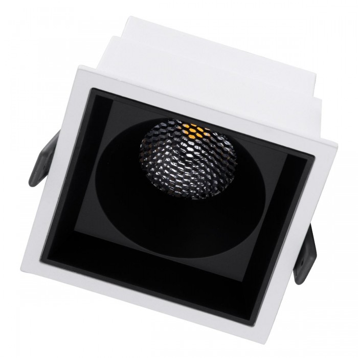 GloboStar® PLUTO-B 60276 Χωνευτό LED Spot Downlight TrimLess Μ10.4xΠ10.4cm 15W 1950lm 38° AC 220-240V IP20 Μ10.4 x Π10.4 x Υ6.5cm - Τετράγωνο - Λευκό με Μαύρο Κάτοπτρο & Anti-Glare HoneyComb - Φυσικό Λευκό 4500K - Bridgelux COB - 5 Years Warranty