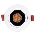 GloboStar® LEO-R 60282 Χωνευτό LED Spot Downlight TrimLess Φ8.5cm 10W 1300lm 38° AC 220-240V IP20 Φ8.5 x Υ6.6cm - Στρόγγυλο - Κινούμενο - Λευκό με Μαύρο Κάτοπτρο & Anti-Glare HoneyComb - Φυσικό Λευκό 4500K - Bridgelux COB - 5 Years Warranty