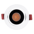 GloboStar® LEO-R 60283 Χωνευτό LED Spot Downlight TrimLess Φ8.5cm 10W 1250lm 38° AC 220-240V IP20 Φ8.5 x Υ6.6cm - Στρόγγυλο - Κινούμενο - Λευκό με Μαύρο Κάτοπτρο & Anti-Glare HoneyComb - Θερμό Λευκό 2700K - Bridgelux COB - 5 Years Warranty