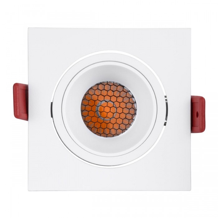 GloboStar® LEO-SQ 60291 Χωνευτό LED Spot Downlight TrimLess Μ8.5xΠ8.5cm 10W 1250lm 38° AC 220-240V IP20 Μ8.5 x Π8.5 x Υ6.6cm - Τετράγωνο - Κινούμενο - Λευκό & Anti-Glare HoneyComb - Θερμό Λευκό 2700K - Bridgelux COB - 5 Years Warranty