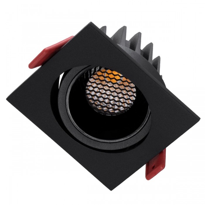 GloboStar® LEO-SQ 60292 Χωνευτό LED Spot Downlight TrimLess Μ8.5xΠ8.5cm 10W 1300lm 38° AC 220-240V IP20 Μ8.5 x Π8.5 x Υ6.6cm - Τετράγωνο - Κινούμενο - Μαύρο & Anti-Glare HoneyComb - Φυσικό Λευκό 4500K - Bridgelux COB - 5 Years Warranty
