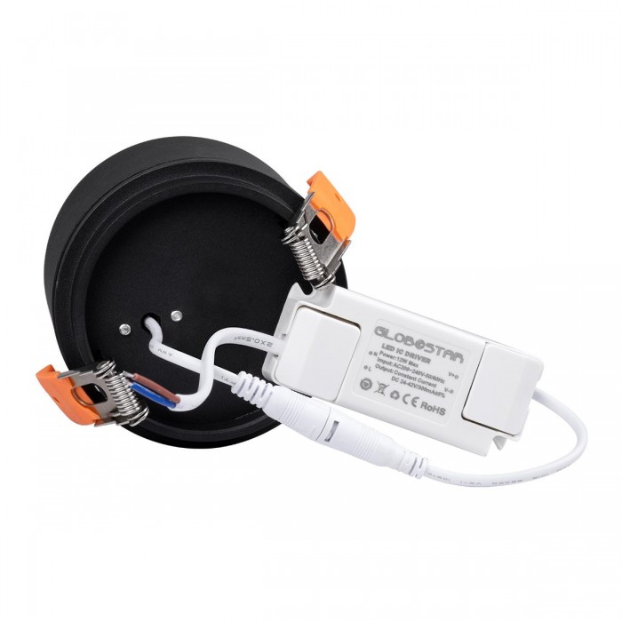 GloboStar® OMEGA-R 60296 Χωνευτό LED Spot Downlight TrimLess Φ10cm 12W 1560lm 36° AC 220-240V IP20 Φ10 x Υ8.2cm - Στρόγγυλο - Μαύρο - Φυσικό Λευκό 4500K - Bridgelux COB - 5 Years Warranty