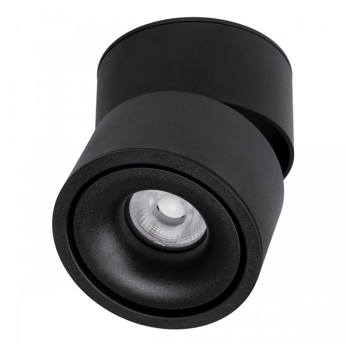 GloboStar® OMEGA-S 60301 Επιφανειακό LED Spot Downlight Φ10cm 12W 1500lm 36° AC 220-240V IP20 Φ10 x Υ10.5cm - Στρόγγυλο - Μαύρο - Θερμό Λευκό 2700K - Bridgelux COB - 5 Years Warranty