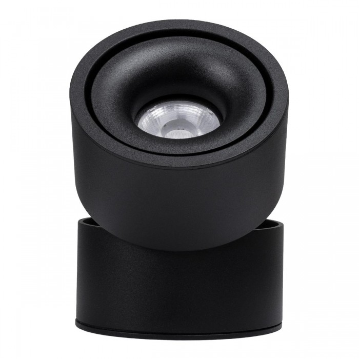 GloboStar® OMEGA-S 60301 Επιφανειακό LED Spot Downlight Φ10cm 12W 1500lm 36° AC 220-240V IP20 Φ10 x Υ10.5cm - Στρόγγυλο - Μαύρο - Θερμό Λευκό 2700K - Bridgelux COB - 5 Years Warranty