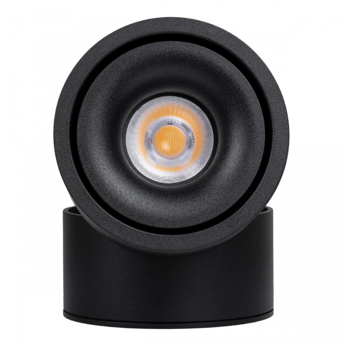 GloboStar® OMEGA-S 60301 Επιφανειακό LED Spot Downlight Φ10cm 12W 1500lm 36° AC 220-240V IP20 Φ10 x Υ10.5cm - Στρόγγυλο - Μαύρο - Θερμό Λευκό 2700K - Bridgelux COB - 5 Years Warranty