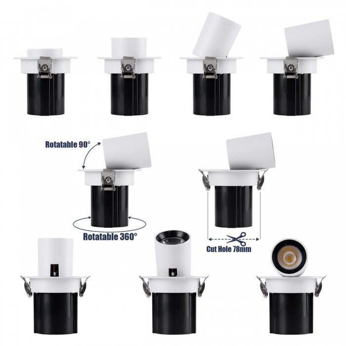GloboStar® VIRGO-S 60302 Χωνευτό LED Spot Downlight TrimLess Φ9cm 7W 910lm 36° AC 220-240V IP20 Φ9cm x Υ9cm - Στρόγγυλο - Λευκό με Μαύρο Κάτοπτρο - Φυσικό Λευκό 4500K - Bridgelux COB - 5 Years Warranty GloboStar® VIRGO-S 60302 Χωνευτό LED Spot Downlight TrimLess Φ9cm 7W 910lm 36° AC 220-240V IP20 Φ9cm x Υ9cm - Στρόγγυλο - Λευκό με Μαύρο Κάτοπτρο - Φυσικό Λευκό 4500K - Bridgelux COB - 5 Years Warranty