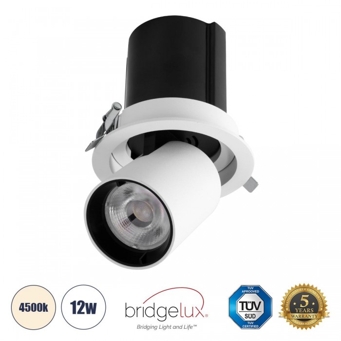 GloboStar® VIRGO-M 60306 Χωνευτό LED Spot Downlight TrimLess Φ11cm 12W 1560lm 36° AC 220-240V IP20 Φ11cm x Υ11.5cm - Στρόγγυλο - Λευκό με Μαύρο Κάτοπτρο - Φυσικό Λευκό 4500K - Bridgelux COB - 5 Years Warranty GloboStar® VIRGO-M 60306 Χωνευτό LED Spot Downlight TrimLess Φ11cm 12W 1560lm 36° AC 220-240V IP20 Φ11cm x Υ11.5cm - Στρόγγυλο - Λευκό με Μαύρο Κάτοπτρο - Φυσικό Λευκό 4500K - Bridgelux COB - 5 Years Warranty