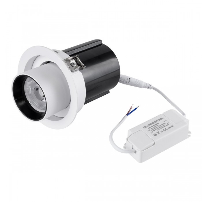 GloboStar® VIRGO-M 60306 Χωνευτό LED Spot Downlight TrimLess Φ11cm 12W 1560lm 36° AC 220-240V IP20 Φ11cm x Υ11.5cm - Στρόγγυλο - Λευκό με Μαύρο Κάτοπτρο - Φυσικό Λευκό 4500K - Bridgelux COB - 5 Years Warranty GloboStar® VIRGO-M 60306 Χωνευτό LED Spot Downlight TrimLess Φ11cm 12W 1560lm 36° AC 220-240V IP20 Φ11cm x Υ11.5cm - Στρόγγυλο - Λευκό με Μαύρο Κάτοπτρο - Φυσικό Λευκό 4500K - Bridgelux COB - 5 Years Warranty