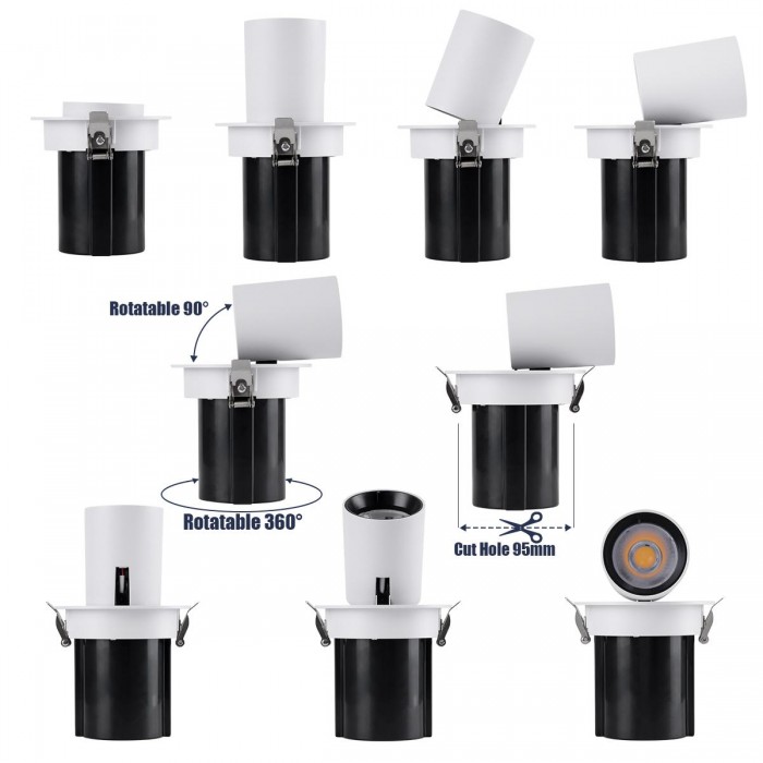 GloboStar® VIRGO-M 60306 Χωνευτό LED Spot Downlight TrimLess Φ11cm 12W 1560lm 36° AC 220-240V IP20 Φ11cm x Υ11.5cm - Στρόγγυλο - Λευκό με Μαύρο Κάτοπτρο - Φυσικό Λευκό 4500K - Bridgelux COB - 5 Years Warranty GloboStar® VIRGO-M 60306 Χωνευτό LED Spot Downlight TrimLess Φ11cm 12W 1560lm 36° AC 220-240V IP20 Φ11cm x Υ11.5cm - Στρόγγυλο - Λευκό με Μαύρο Κάτοπτρο - Φυσικό Λευκό 4500K - Bridgelux COB - 5 Years Warranty