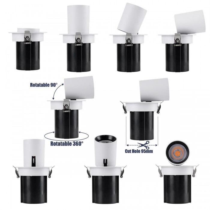 GloboStar® VIRGO-M 60307 Χωνευτό LED Spot Downlight TrimLess Φ11cm 12W 1500lm 36° AC 220-240V IP20 Φ11cm x Υ11.5cm - Στρόγγυλο - Λευκό με Μαύρο Κάτοπτρο - Θερμό Λευκό 2700K - Bridgelux COB - 5 Years Warranty GloboStar® VIRGO-M 60307 Χωνευτό LED Spot Downlight TrimLess Φ11cm 12W 1500lm 36° AC 220-240V IP20 Φ11cm x Υ11.5cm - Στρόγγυλο - Λευκό με Μαύρο Κάτοπτρο - Θερμό Λευκό 2700K - Bridgelux COB - 5 Years Warranty