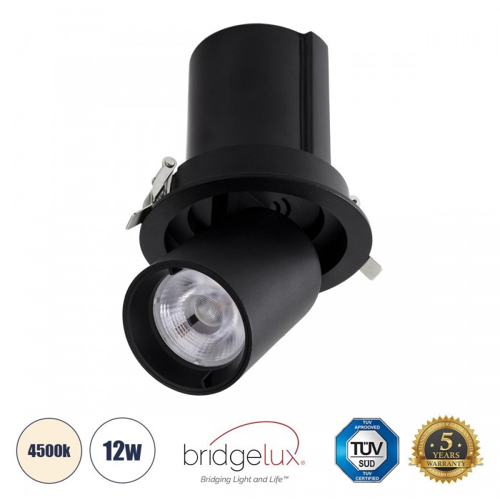 GloboStar® VIRGO-M 60308 Χωνευτό LED Spot Downlight TrimLess Φ11cm 12W 1560lm 36° AC 220-240V IP20 Φ11cm x Υ11.5cm - Στρόγγυλο - Μαύρο - Φυσικό Λευκό 4500K - Bridgelux COB - 5 Years Warranty GloboStar® VIRGO-M 60308 Χωνευτό LED Spot Downlight TrimLess Φ11cm 12W 1560lm 36° AC 220-240V IP20 Φ11cm x Υ11.5cm - Στρόγγυλο - Μαύρο - Φυσικό Λευκό 4500K - Bridgelux COB - 5 Years Warranty