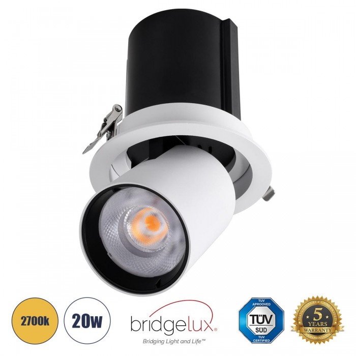 GloboStar® VIRGO-B 60311 Χωνευτό LED Spot Downlight TrimLess Φ13.5cm 20W 2500lm 36° AC 220-240V IP20 Φ13.5cm x Υ14cm - Στρόγγυλο - Λευκό με Μαύρο Κάτοπτρο - Θερμό Λευκό 2700K - Bridgelux COB - 5 Years Warranty GloboStar® VIRGO-B 60311 Χωνευτό LED Spot Downlight TrimLess Φ13.5cm 20W 2500lm 36° AC 220-240V IP20 Φ13.5cm x Υ14cm - Στρόγγυλο - Λευκό με Μαύρο Κάτοπτρο - Θερμό Λευκό 2700K - Bridgelux COB - 5 Years Warranty