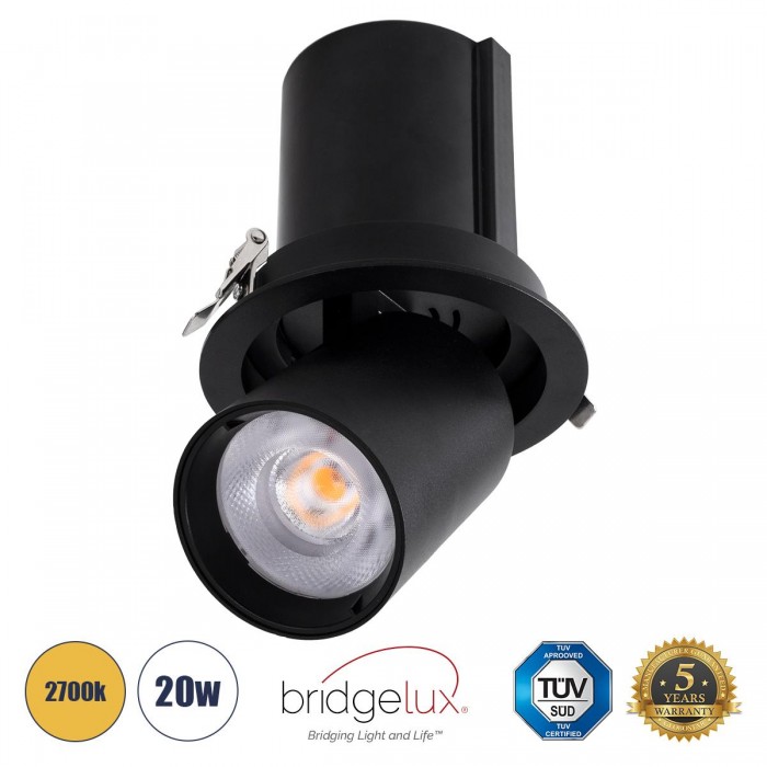 GloboStar® VIRGO-B 60313 Χωνευτό LED Spot Downlight TrimLess Φ13.5cm 20W 2500lm 36° AC 220-240V IP20 Φ13.5cm x Υ14cm - Στρόγγυλο - Μαύρο - Θερμό Λευκό 2700K - Bridgelux COB - 5 Years Warranty GloboStar® VIRGO-B 60313 Χωνευτό LED Spot Downlight TrimLess Φ13.5cm 20W 2500lm 36° AC 220-240V IP20 Φ13.5cm x Υ14cm - Στρόγγυλο - Μαύρο - Θερμό Λευκό 2700K - Bridgelux COB - 5 Years Warranty