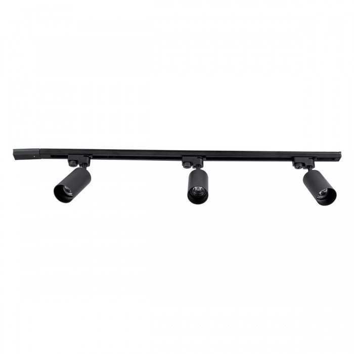 GloboStar® LEO 60355 Μοντέρνο Φωτιστικό Οροφής Ράγα Τρίφωτο 3 x GU10 IP20 Μαύρο Αλουμίνιο - Μ100 x Π6 x Υ20cm - 5 Χρόνια Εγγύηση