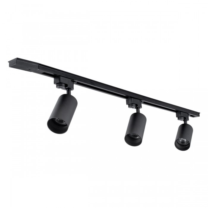 GloboStar® LEO 60355 Μοντέρνο Φωτιστικό Οροφής Ράγα Τρίφωτο 3 x GU10 IP20 Μαύρο Αλουμίνιο - Μ100 x Π6 x Υ20cm - 5 Χρόνια Εγγύηση