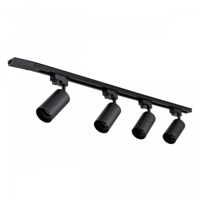 GloboStar® LEO 60356 Μοντέρνο Φωτιστικό Οροφής Ράγα Πολύφωτο 4 x GU10 IP20 Μαύρο Αλουμίνιο - Μ100 x Π6 x Υ20cm - 5 Χρόνια Εγγύηση