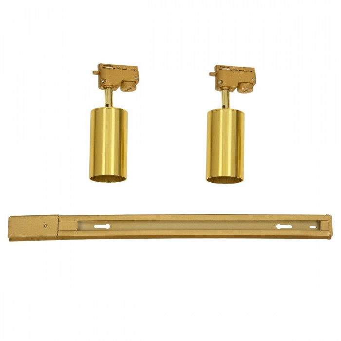 GloboStar® LEO 60358 Μοντέρνο Φωτιστικό Οροφής Ράγα Δίφωτο 2 x GU10 IP20 Χρυσό Αλουμίνιο - Μ50.5 x Π6 x Υ20cm - 5 Χρόνια Εγγύηση