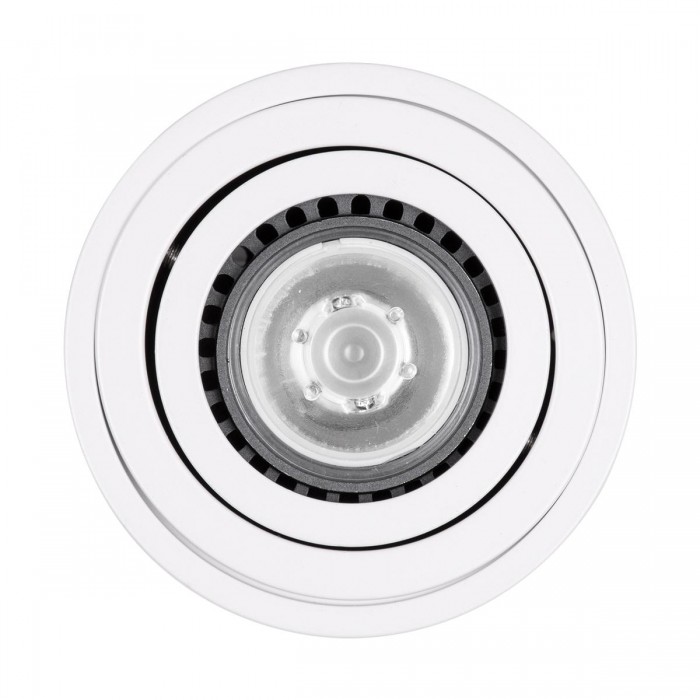 GloboStar® AKIRA 60618 Επιφανειακό Κινούμενο Στρόγγυλο Φωτιστικό Σποτ Αλουμινίου με Ντουί GU10 AC 220-240V IP44 Φ8 x Υ10cm - Λευκό - 5 Years Warranty