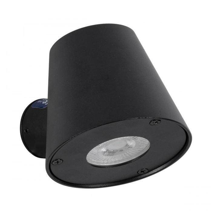 GLOBOSTAR® GARDENIA 60795 Μοντέρνο Φωτιστικό Τοίχου - Απλίκα με Ντουί 1 x GU10 AC 220-240V Αδιάβροχο IP65 - Μαύρο Ματ - Μ9.5 x Π13 x Υ7.7cm