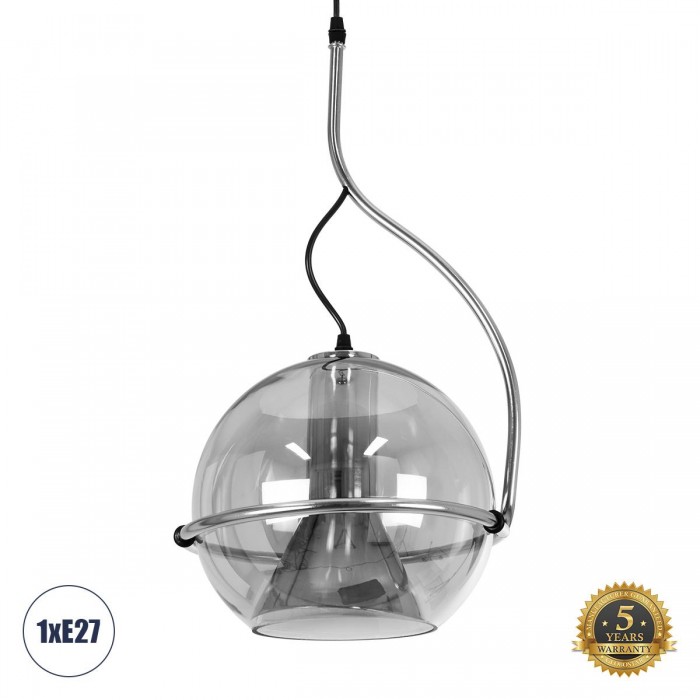 GloboStar® GLASSO 60928 Μοντέρνο Κρεμαστό Φωτιστικό Μπάλα Μονόφωτο 1 x E27 IP20 Ασημί Γυαλί με Ασημί Μέταλλο - Μ27 x Π27 x Υ52cm GloboStar® GLASSO 60928 Μοντέρνο Κρεμαστό Φωτιστικό Μπάλα Μονόφωτο 1 x E27 IP20 Ασημί Γυαλί με Ασημί Μέταλλο - Μ27 x Π27 x Υ52cm