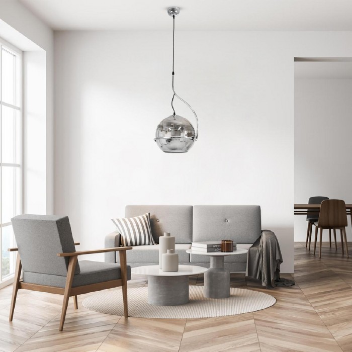 GloboStar® GLASSO 60928 Μοντέρνο Κρεμαστό Φωτιστικό Μπάλα Μονόφωτο 1 x E27 IP20 Ασημί Γυαλί με Ασημί Μέταλλο - Μ27 x Π27 x Υ52cm GloboStar® GLASSO 60928 Μοντέρνο Κρεμαστό Φωτιστικό Μπάλα Μονόφωτο 1 x E27 IP20 Ασημί Γυαλί με Ασημί Μέταλλο - Μ27 x Π27 x Υ52cm