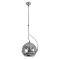 GloboStar® GLASSO 60928 Μοντέρνο Κρεμαστό Φωτιστικό Μπάλα Μονόφωτο 1 x E27 IP20 Ασημί Γυαλί με Ασημί Μέταλλο - Μ27 x Π27 x Υ52cm