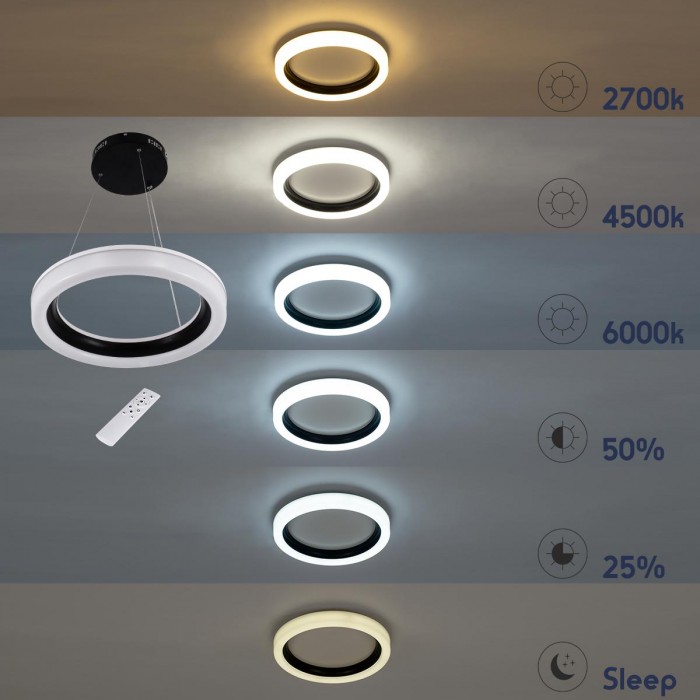 GloboStar® ARIANA 61039 Κρεμαστή Πλαφονιέρα Οροφής Κύκλος LED CCT 55W 6376lm 120° AC 220-240V - Εναλλαγή Φωτισμού μέσω Τηλεχειριστηρίου All In One Ψυχρό Λευκό 6000k+Φυσικό Λευκό 4500k+Θερμό Λευκό 2700k Dimmable Φ48cm - Ανθρακί - 3 Years Warrant GloboStar® ARIANA 61039 Κρεμαστή Πλαφονιέρα Οροφής Κύκλος LED CCT 55W 6376lm 120° AC 220-240V - Εναλλαγή Φωτισμού μέσω Τηλεχειριστηρίου All In One Ψυχρό Λευκό 6000k+Φυσικό Λευκό 4500k+Θερμό Λευκό 2700k Dimmable Φ48cm - Ανθρακί - 3 Years Warrant