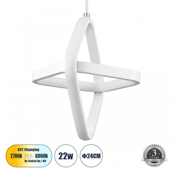 GloboStar® ROSE 61065 Κρεμαστό Φωτιστικό Οροφής Design LED CCT 22W 2640lm 300° AC 220-240V - Εναλλαγή Φωτισμού μέσω Διακόπτη On/Off All In One Ψυχρό 6000k+Φυσικό 4500k+Θερμό 2700k Μ24 x Π22 x Υ24cm - Λευκό GloboStar® ROSE 61065 Κρεμαστό Φωτιστικό Οροφής Design LED CCT 22W 2640lm 300° AC 220-240V - Εναλλαγή Φωτισμού μέσω Διακόπτη On/Off All In One Ψυχρό 6000k+Φυσικό 4500k+Θερμό 2700k Μ24 x Π22 x Υ24cm - Λευκό