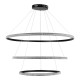 GloboStar® DIAMOND TRIO 61140-DECO Κρεμαστό Φωτιστικό Δαχτυλίδι-Κύκλος LED CCT 150W 18379lm 360° AC 220-240V - Εναλλαγή Φωτισμού μέσω Τηλεχειριστηρίου All In One Ψυχρό 6000k+Φυσικό 4500k+Θερμό 2700k Dimmable Φ60+80+100cm - Μαύρο - 3 Years Warranty