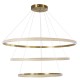 GloboStar® DIAMOND TRIO 61141-DECO Κρεμαστό Φωτιστικό Δαχτυλίδι-Κύκλος LED CCT 150W 18379lm 360° AC 220-240V - Εναλλαγή Φωτισμού μέσω Τηλεχειριστηρίου All In One Ψυχρό 6000k+Φυσικό 4500k+Θερμό 2700k Dimmable Φ60+80+100cm - Χρυσό Βούρτσας - 3 Years Warrant