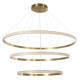 GloboStar® DIAMOND TRIO 61141 Κρεμαστό Φωτιστικό Δαχτυλίδι-Κύκλος LED CCT 150W 18379lm 360° AC 220-240V - Εναλλαγή Φωτισμού μέσω Τηλεχειριστηρίου All In One Ψυχρό 6000k+Φυσικό 4500k+Θερμό 2700k Dimmable Φ60+80+100cm - Χρυσό Βούρτσας - 3 Years Warranty