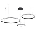GloboStar® DIAMOND TRIO 61144 Κρεμαστό Φωτιστικό Δαχτυλίδι-Κύκλος LED CCT 120W 14723lm 360° AC 220-240V - Εναλλαγή Φωτισμού μέσω Τηλεχειριστηρίου All In One Ψυχρό 6000k+Φυσικό 4500k+Θερμό 2700k Dimmable Φ40+60+80cm - Μαύρο - 3 Years Warranty