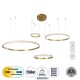 GloboStar® DIAMOND TETRA 61149 Κρεμαστό Φωτιστικό Δαχτυλίδι-Κύκλος LED CCT 150W 18379lm 360° AC 220-240V - Εναλλαγή Φωτισμού μέσω Τηλεχειριστηρίου All In One Ψυχρό 6000k+Φυσικό 4500k+Θερμό 2700k Dimmable Φ25+40+60+80cm - Χρυσό Βούρτσας - 3 Years Warranty