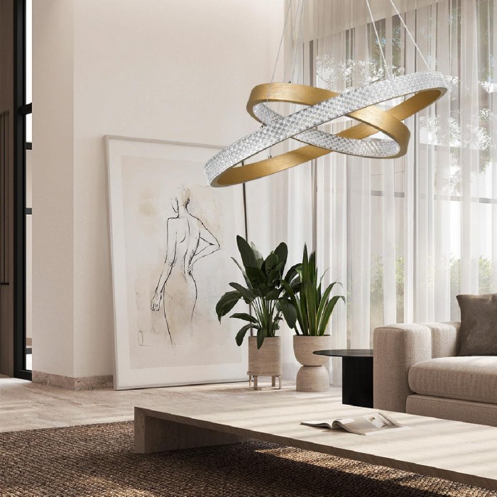 GloboStar® DIAMOND DUO 61151 Κρεμαστό Φωτιστικό Δαχτυλίδι-Κύκλος LED CCT 75W 8743lm 360° AC 220-240V - Εναλλαγή Φωτισμού μέσω Τηλεχειριστηρίου All In One Ψυχρό 6000k+Φυσικό 4500k+Θερμό 2700k Dimmable Φ40+60cm - Χρυσό Βούρτσας - 3 Years Warranty GloboStar® DIAMOND DUO 61151 Κρεμαστό Φωτιστικό Δαχτυλίδι-Κύκλος LED CCT 75W 8743lm 360° AC 220-240V - Εναλλαγή Φωτισμού μέσω Τηλεχειριστηρίου All In One Ψυχρό 6000k+Φυσικό 4500k+Θερμό 2700k Dimmable Φ40+60cm - Χρυσό Βούρτσας - 3 Years Warranty