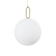 GloboStar® BELLISSIMO 61488 Μοντέρνο Κρεμαστό Φωτιστικό Μπάλα Μονόφωτο 1 x E27 IP20 Λευκό Γυαλί με Χρυσό Μέταλλο - Μ40 x Π40 x Υ62cm