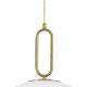 GloboStar® BELLISSIMO 61488 Μοντέρνο Κρεμαστό Φωτιστικό Μπάλα Μονόφωτο 1 x E27 IP20 Λευκό Γυαλί με Χρυσό Μέταλλο - Μ40 x Π40 x Υ62cm