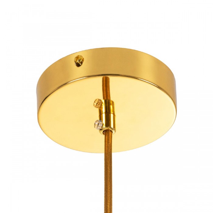 GloboStar® ESTETICO 61492 Μοντέρνο Κρεμαστό Φωτιστικό Μπάλα Μονόφωτο 1 x E27 IP20 Λευκό Γυαλί με Χρυσό Μέταλλο - Μ20 x Π20 x Υ38cm