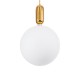 GloboStar® ESTETICO 61493 Μοντέρνο Κρεμαστό Φωτιστικό Μπάλα Μονόφωτο 1 x E27 IP20 Λευκό Γυαλί με Χρυσό Μέταλλο - Μ30 x Π30 x Υ48cm