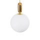 GloboStar® ESTETICO 61493 Μοντέρνο Κρεμαστό Φωτιστικό Μπάλα Μονόφωτο 1 x E27 IP20 Λευκό Γυαλί με Χρυσό Μέταλλο - Μ30 x Π30 x Υ48cm