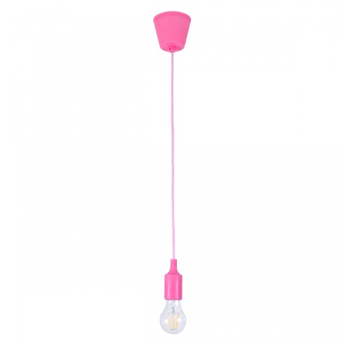GloboStar® CABLITO 61553 Μοντέρνο Κρεμαστό Φωτιστικό Ανάρτηση Μονόφωτο 1 x E27 IP20 Ροζ Σιλικόνη - Μ4 x Π4 x Υ110cm