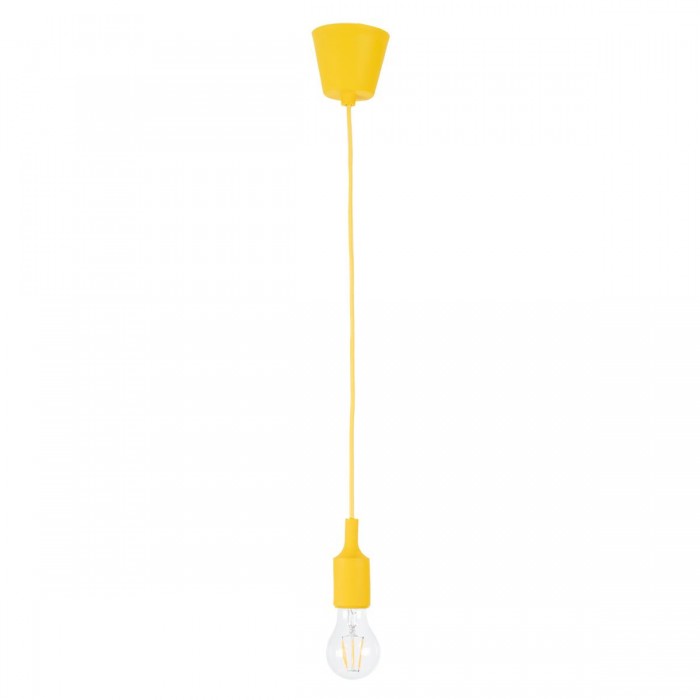 GloboStar® CABLITO 61555 Μοντέρνο Κρεμαστό Φωτιστικό Ανάρτηση Μονόφωτο 1 x E27 IP20 Κίτρινο Σιλικόνη - Μ4 x Π4 x Υ110cm